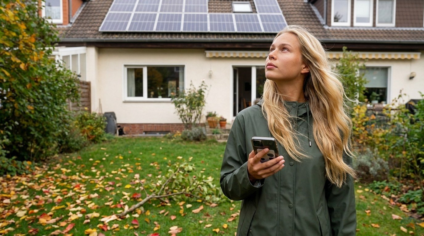 KI-generiert: Nach dem Herbststurm: So prüfen Sie Ihre Solaranlage vom Boden aus, solarsorglos.de