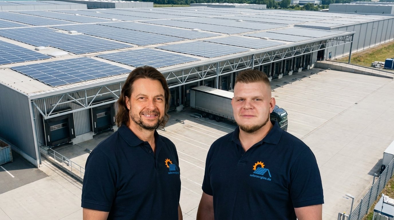 Großes Gewerbedach mit Solaranlage