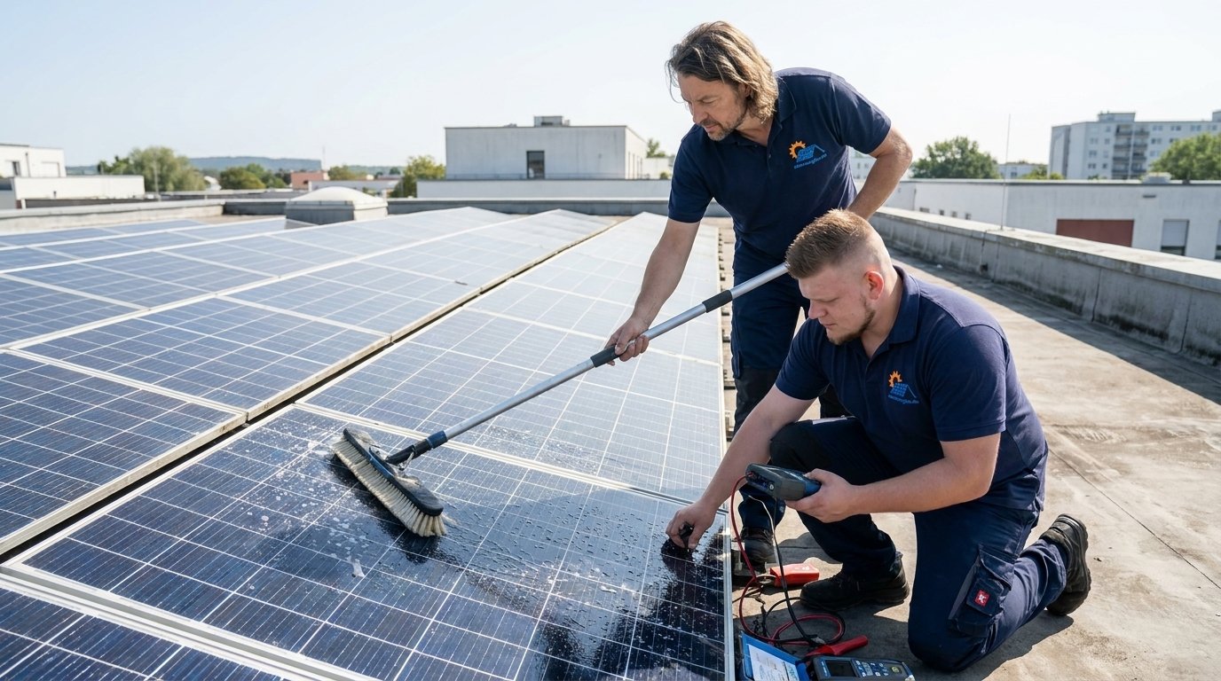Reinigung und Wartung von Solarmodulen