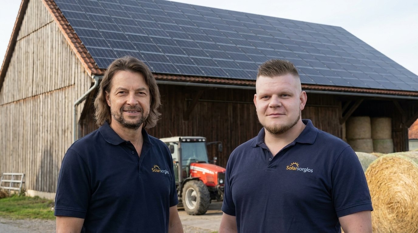 Scheune mit großer Solaranlage auf dem Dach