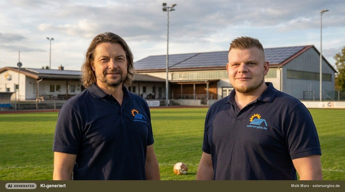 Sportanlage mit Flutlicht und Solardach
