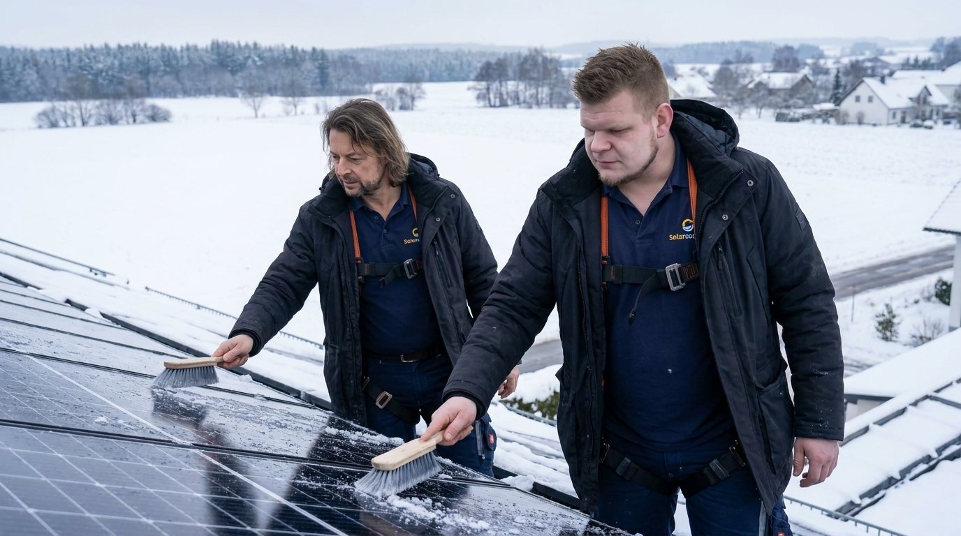 Solarmodule im Winter bei Schnee