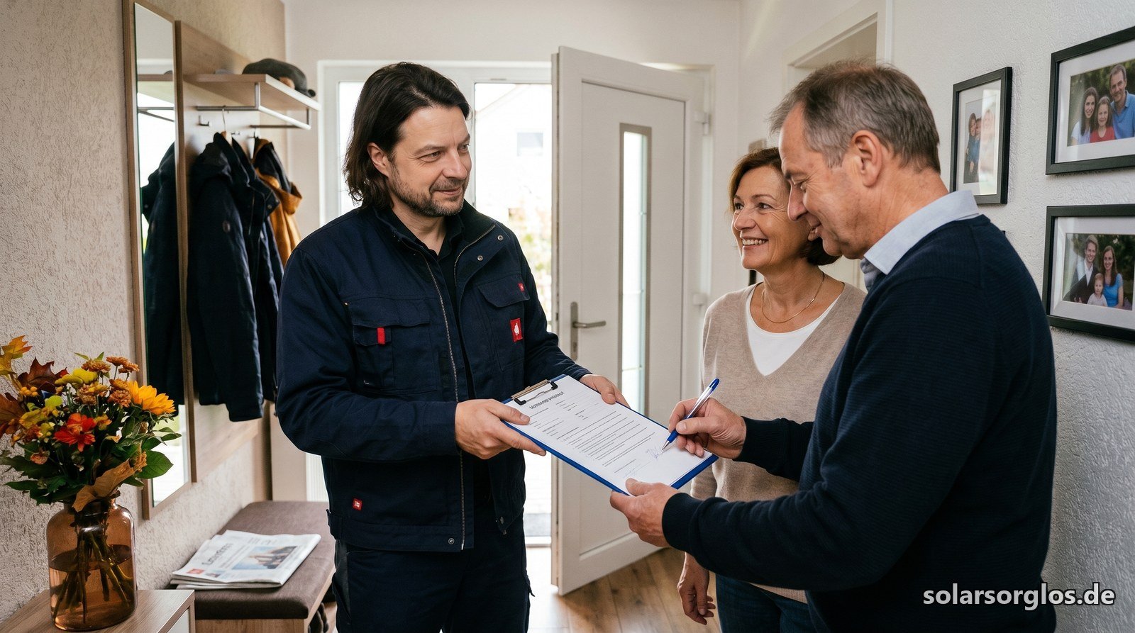 Maik Marx bei der Übergabe einer fertigen Solaranlage an Kunden